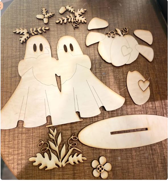 Ghost, Flowers and Pumpkins