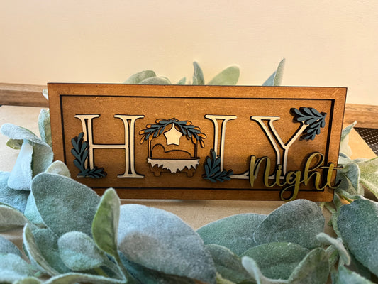 Holy Night & Merry Christmas Shelf Sitter Set