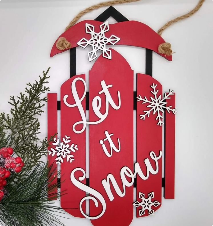 Let it Snow Sled Door Hanger