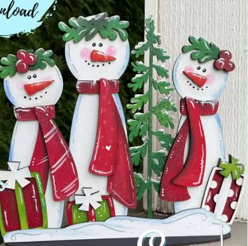 Welcome Friends Snowman Trio Winter Christmas Shelf Sitter