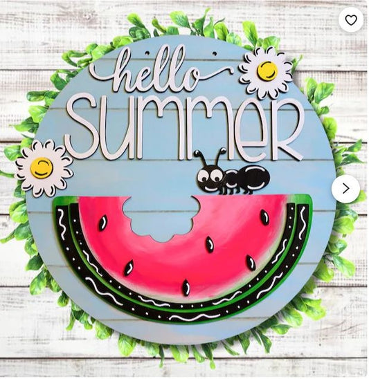 Watermelon Hello Summer Door Hanger