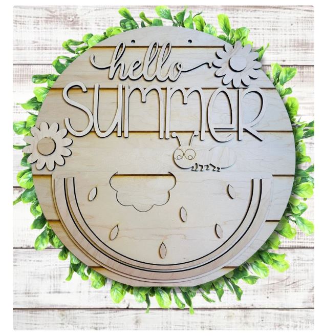 Watermelon Hello Summer Door Hanger